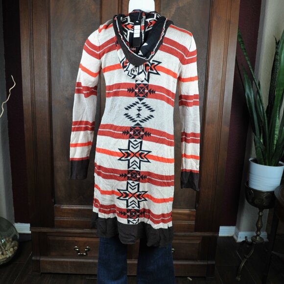 Belldini Women's Autumn Leaves Knitted Southwestern Cardigan /wHoodie  Size XL - Picture 3 of 8